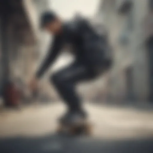 A skateboarder showcasing an Adidas backpack while performing a trick