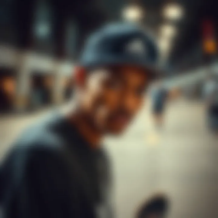 Fashion Meets Functionality in Skateboarding Stylish skateboarder posing in an Adidas snapback hat