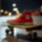 Classic All Star shoes on a skateboard