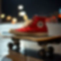 Classic All Star shoes on a skateboard