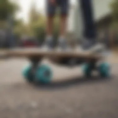 A well-maintained boosted loaded skateboard with tools for upkeep placed beside it.