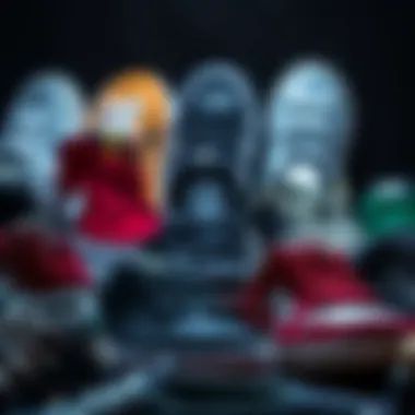 Variety of Skateboard Shoe Styles Different styles of skateboard shoes arranged creatively