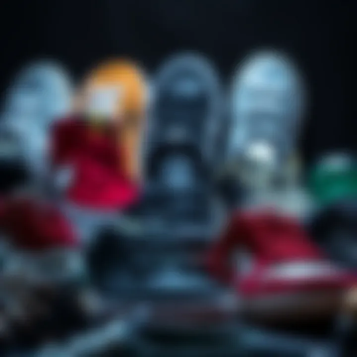 Variety of Skateboard Shoe Styles Different styles of skateboard shoes arranged creatively