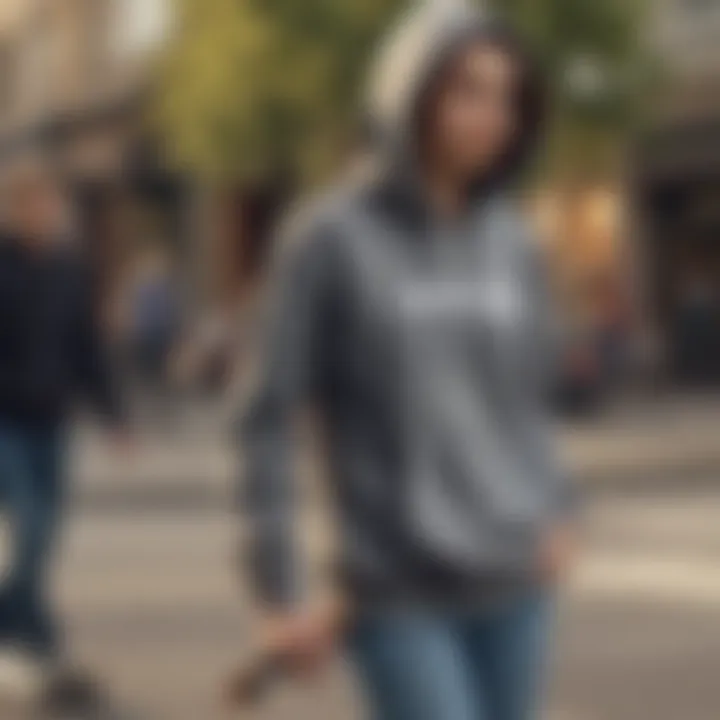 Teenagers wearing hoodies while skateboarding, illustrating both style and functionality.