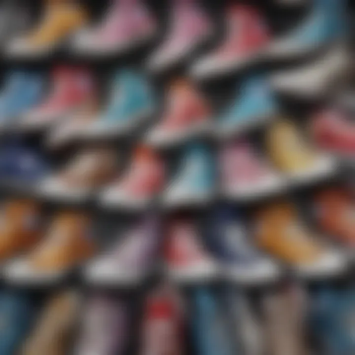 An array of colorful Converse All Star high tops lined up, representing their diverse styles.