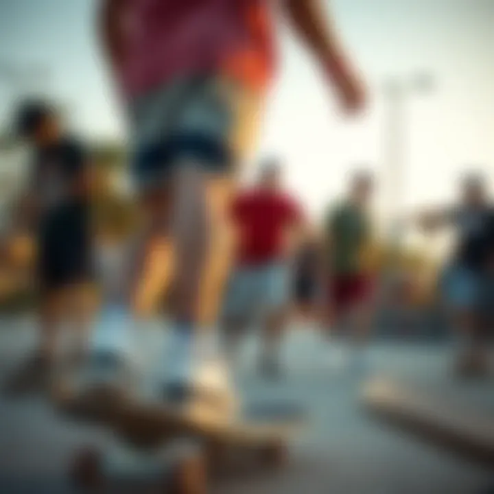 Group of skateboarders enjoying a session in casual attire