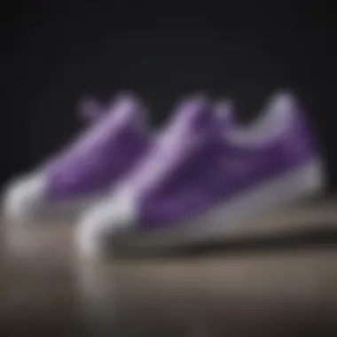 A side-by-side comparison of Purple Shell Toe Adidas with other sneaker models.