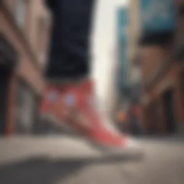 Skateboarder performing tricks while wearing Converse hightops, emphasizing their cultural impact