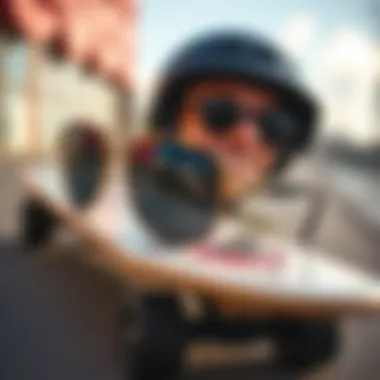 Stylish sunglasses on a skateboard