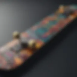 Showcasing a customized skateboard with vibrant designs