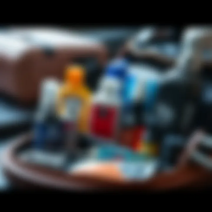 A grooming kit featuring various personal care items