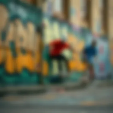 The Essence of Skate Culture A vibrant scene capturing the essence of skate culture with graffiti and skateboarders in action.