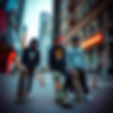 Enjoi Skateboards team riders in a vibrant urban setting