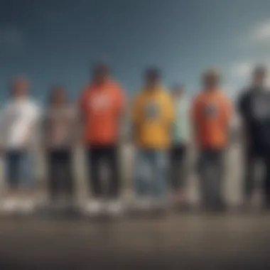 Group of skaters wearing diverse brand apparel