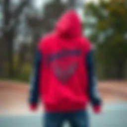 Stylish bandana sweatshirt displayed in a skate park setting