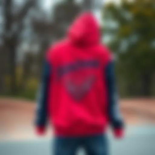 Stylish bandana sweatshirt displayed in a skate park setting