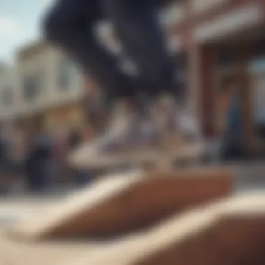 A skateboarder demonstrating the performance of Converse high tops on a ramp