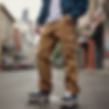 Skateboarder wearing Dickies pants in an urban setting