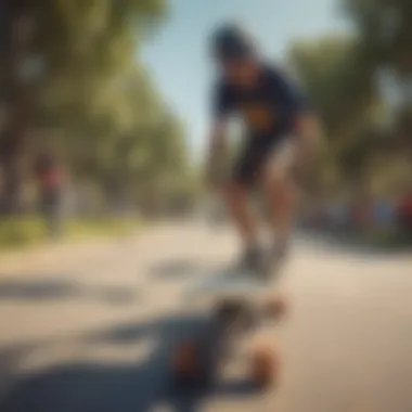 Electric skateboarders enjoying a group ride in a scenic park