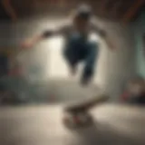 Skateboarder performing a trick wearing Emerica shoes