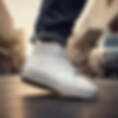 Group of skateboarders discussing footwear preferences and their importance