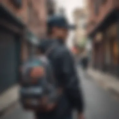 Urban Vibes with Herschel Snapback Hat Skater wearing Herschel Snapback Hat in an urban setting