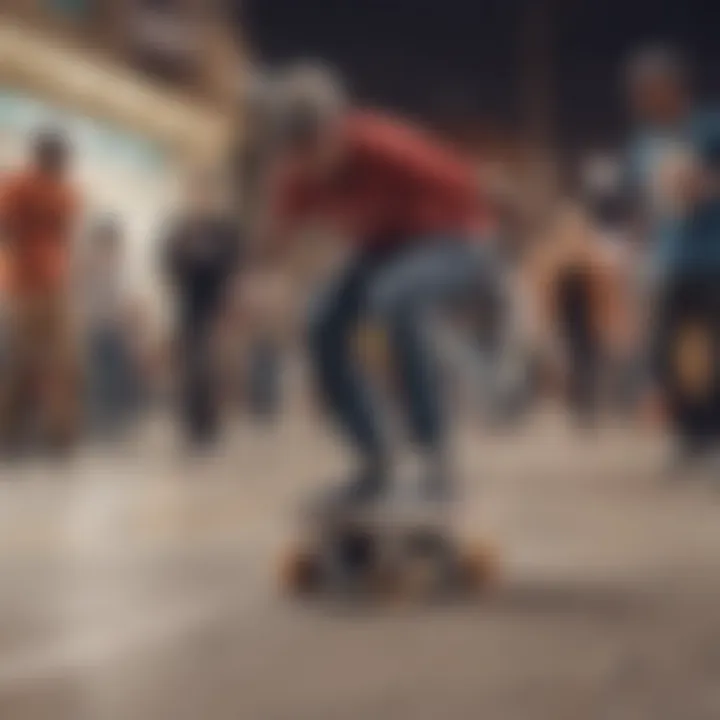 Group of skaters enjoying a vibrant community atmosphere while using Impala sidewalk skates.