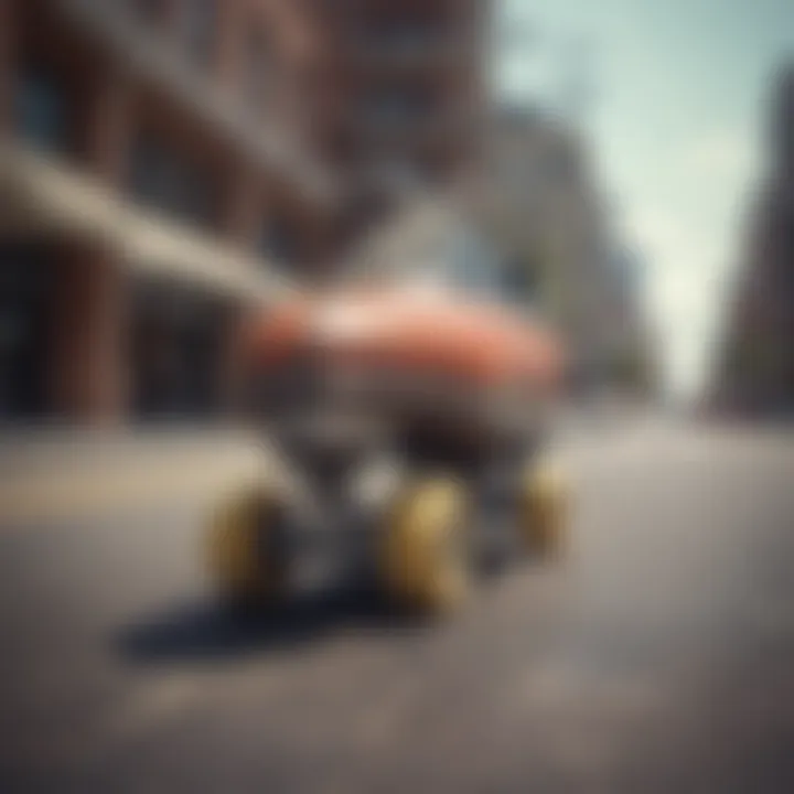 A stylish pair of Impala sidewalk skates positioned on a sidewalk with urban backdrop.