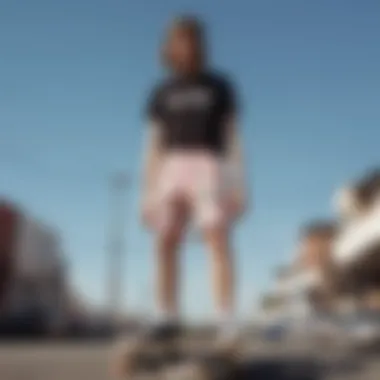 An artistic representation of the skateboard culture merged with Lazy Oaf shorts