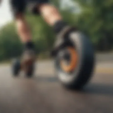 Longboard rider demonstrating the performance of 70mm wheels on the road