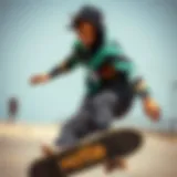 Dynamic skateboarder showcasing motle clothing