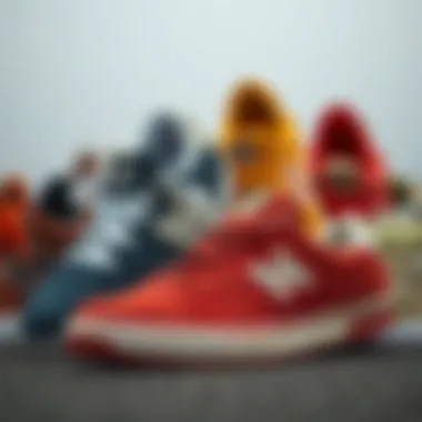 Variety of New Balance flat sneaker styles displayed together