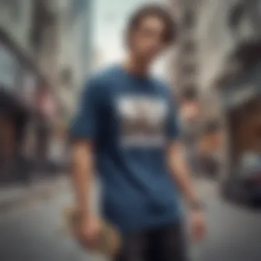 Trendy skateboarders wearing stylish Nike t-shirts