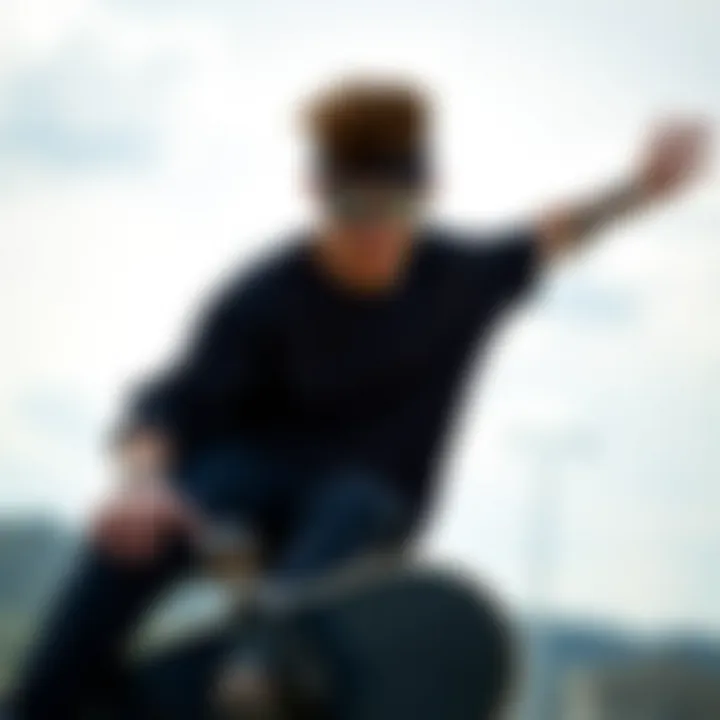 Skateboarder wearing Oakley Sutro Matte Carbon in action