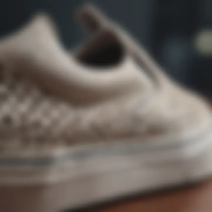 Close-up view of perforated design on Vans slip-ons showcasing breathability