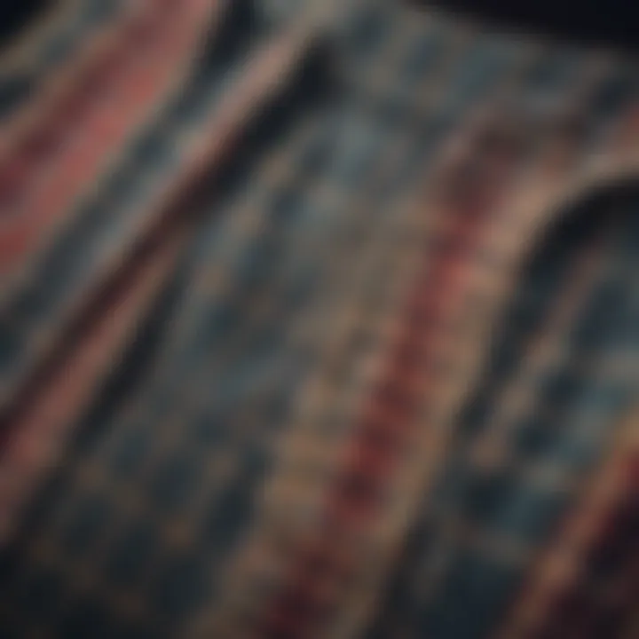 Close-up of plaid shorts highlighting fabric texture and design