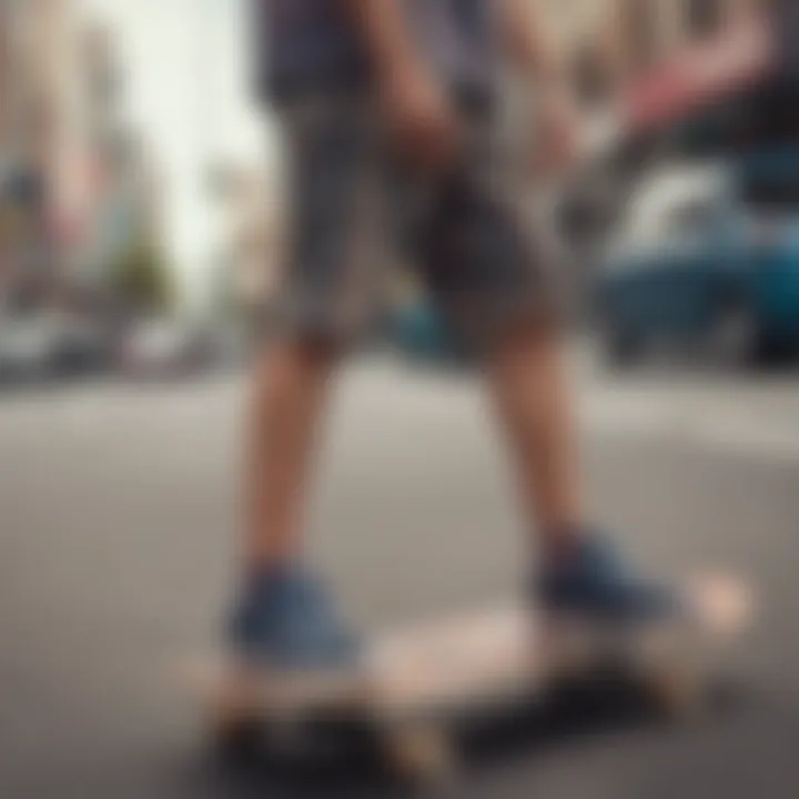 Fashionable plaid shorts paired with skate shoes and accessories