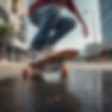 Skateboarder performing tricks on a skateboard equipped with polyurethane wheels