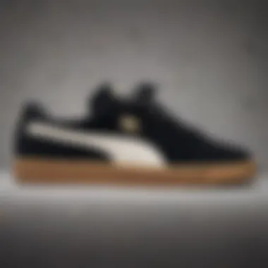 Historical timeline collage of the Puma Suede Black's evolution in sneaker history