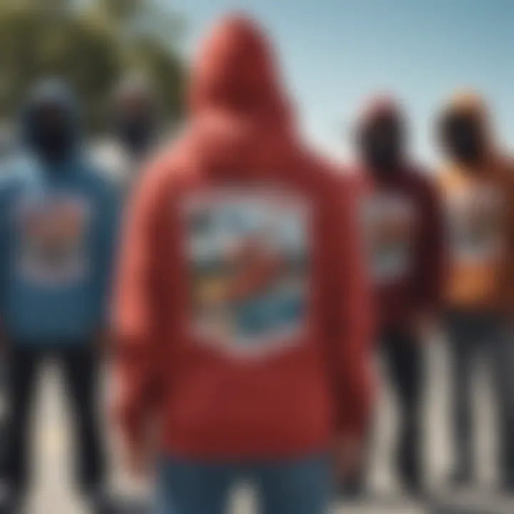 Group of skateboarders wearing various styles of Santa Cruz zipper hoodies