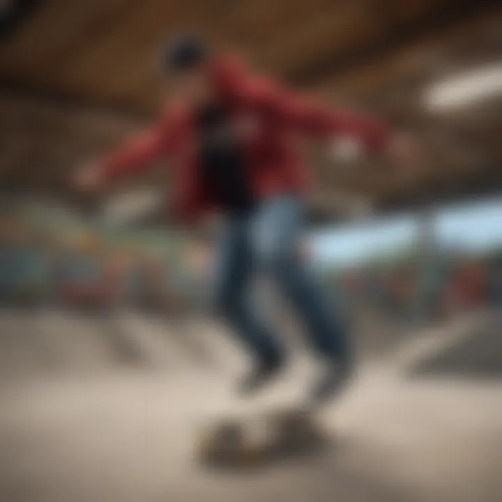 Skater wearing the Santa Cruz zipper hoodie in an urban skatepark setting