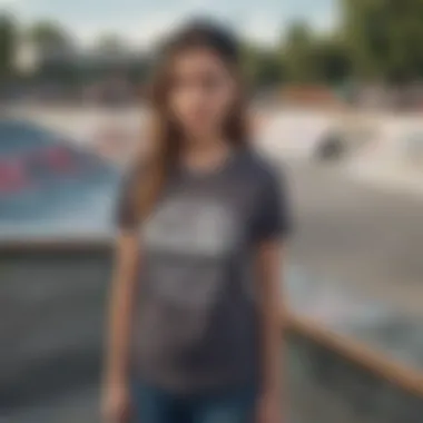 Vans ladies t-shirts displayed in a skate park environment