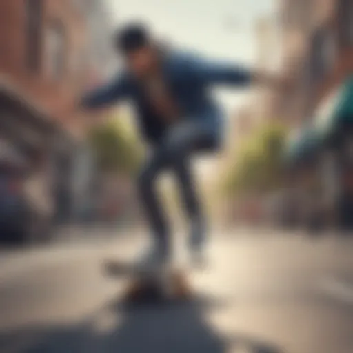 A stylish skateboarder showcasing a modern outfit