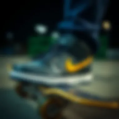 SB Dunks on Skateboard Close-up of SB Dunks on a skateboard