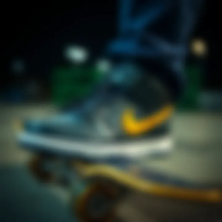 SB Dunks on Skateboard Close-up of SB Dunks on a skateboard