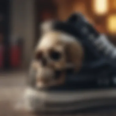 Close-up of materials used in Skull Converse shoes