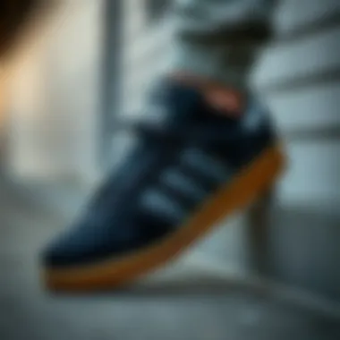 A well-maintained pair of adidas Forum Black Gum sneakers demonstrating care tips