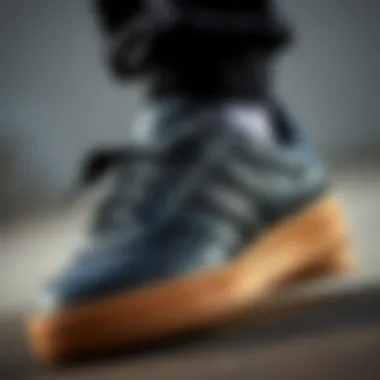 Close-up view of the adidas Forum Black Gum sneaker showcasing its design elements