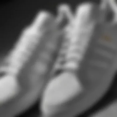 Close-up of the intricate design of Adidas footwear