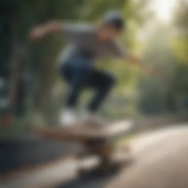 An advanced skateboarder demonstrating tricks while on a balance board